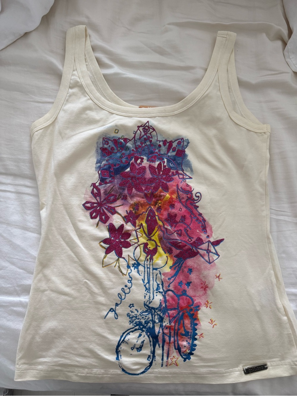 AUTHENTIC! Galliano Vibrant Graphic Logo Tank Size MEDIUM